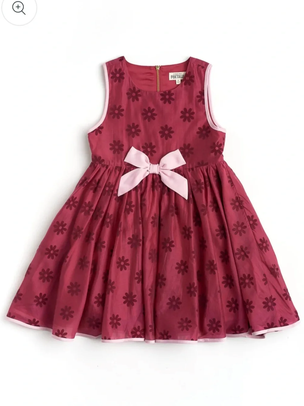 Finding Foxtale Girls' Rose Pink Floral Bow Party Dress